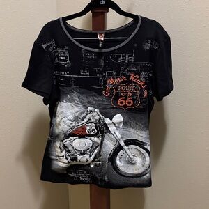 Route 66 Black and Red Motorcycle Women’s T-Shirt